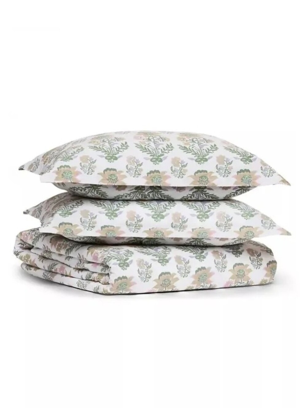 New John Robshaw Hina Floral 100% Organic Cotton King Duvet Cover W/ 2 Shams